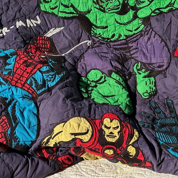 Preowned: Pottery Barn Kids Marvel Avengers Quilt (Full)/Sham/Spiderman Eurosham - Picture 11 of 11